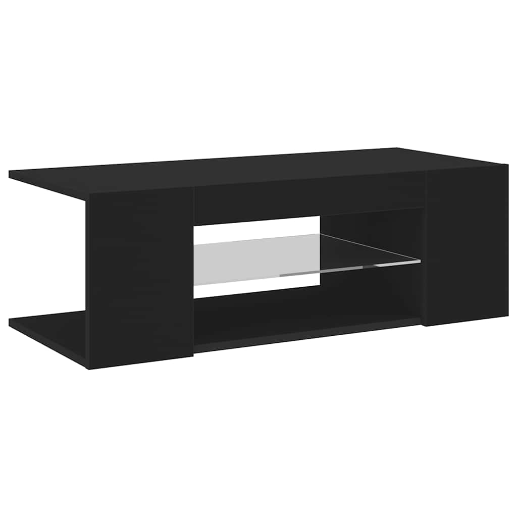vidaXL Szafka pod TV z oświetleniem LED, czarna, 90x39x30 cm