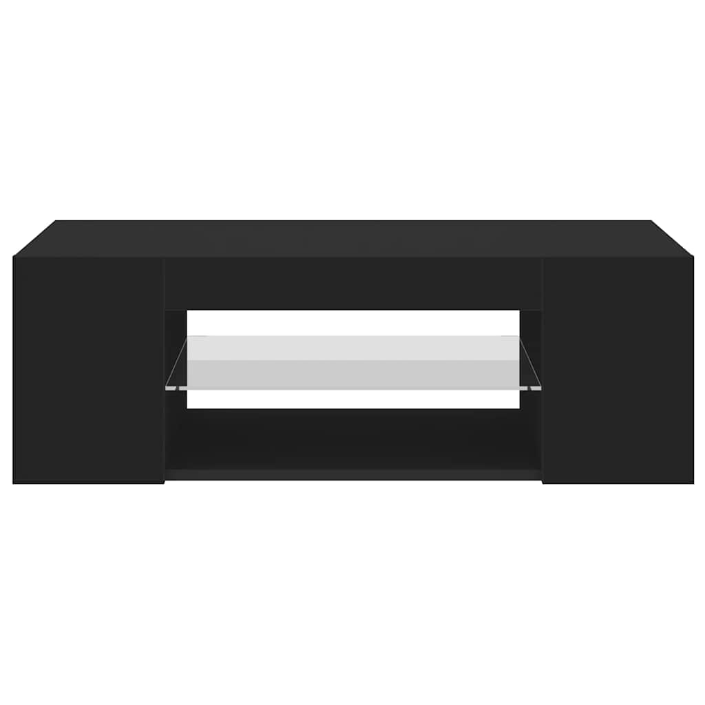 vidaXL Szafka pod TV z oświetleniem LED, czarna, 90x39x30 cm