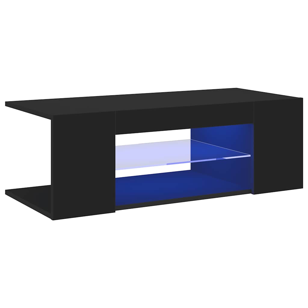vidaXL Szafka pod TV z oświetleniem LED, czarna, 90x39x30 cm