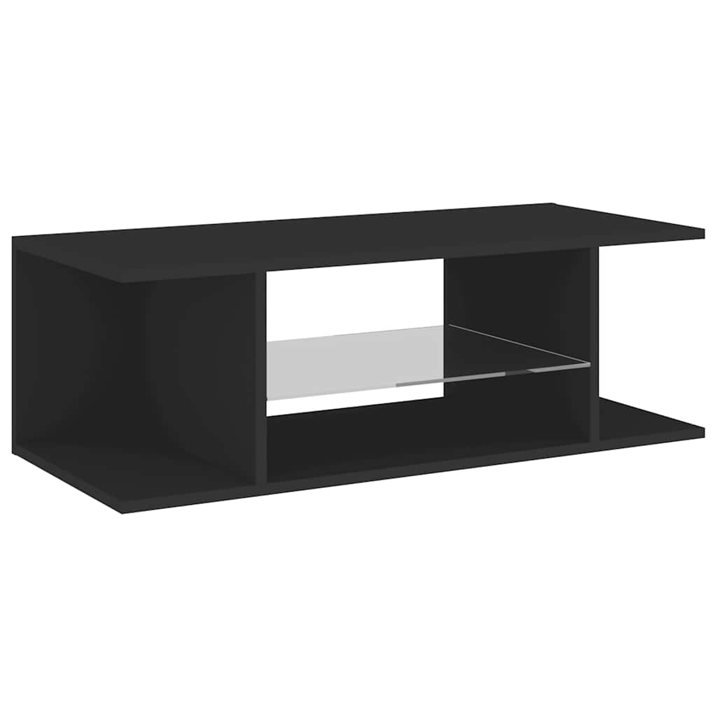 vidaXL Szafka pod TV z oświetleniem LED, czarna, 90x39x30 cm