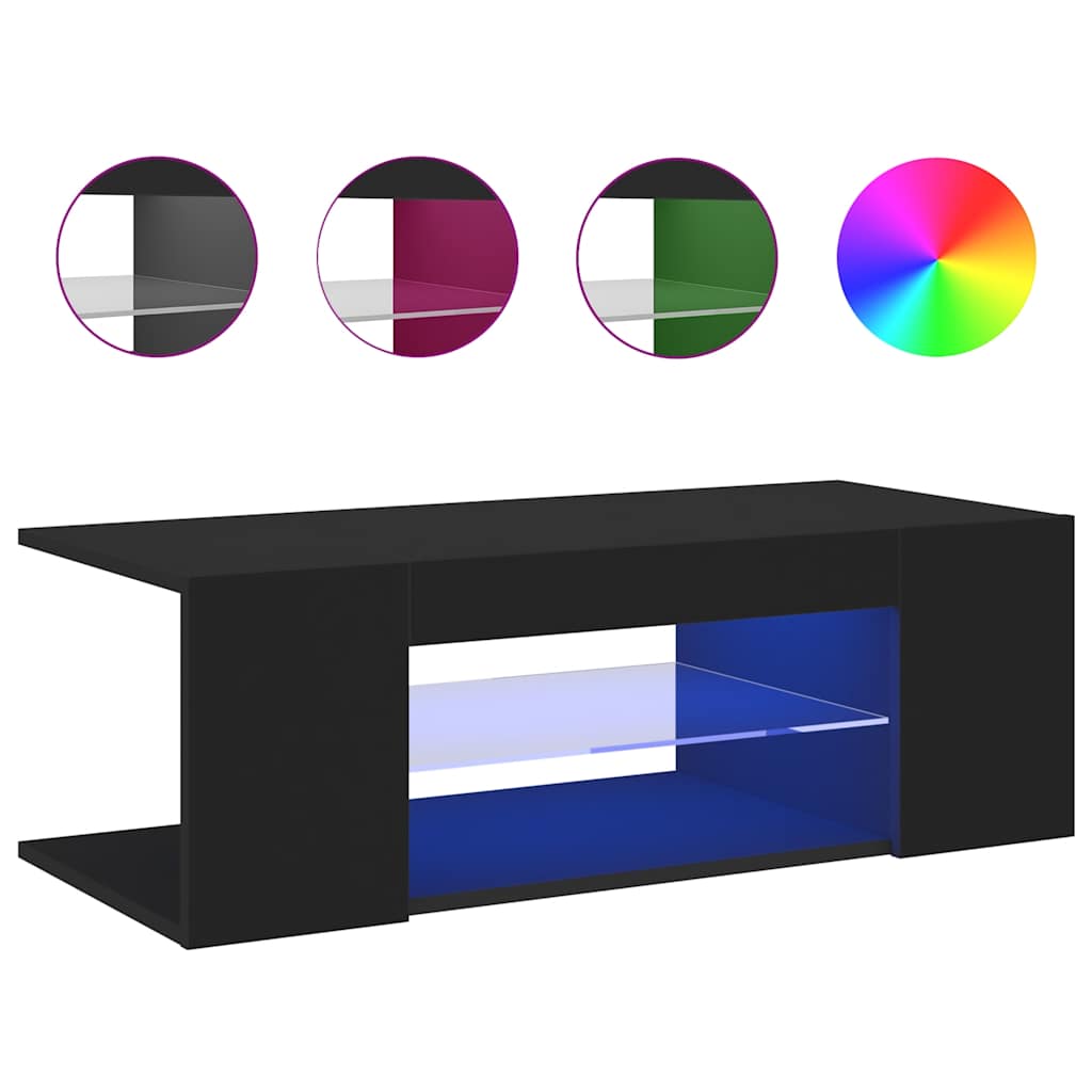 vidaXL Szafka pod TV z oświetleniem LED, czarna, 90x39x30 cm