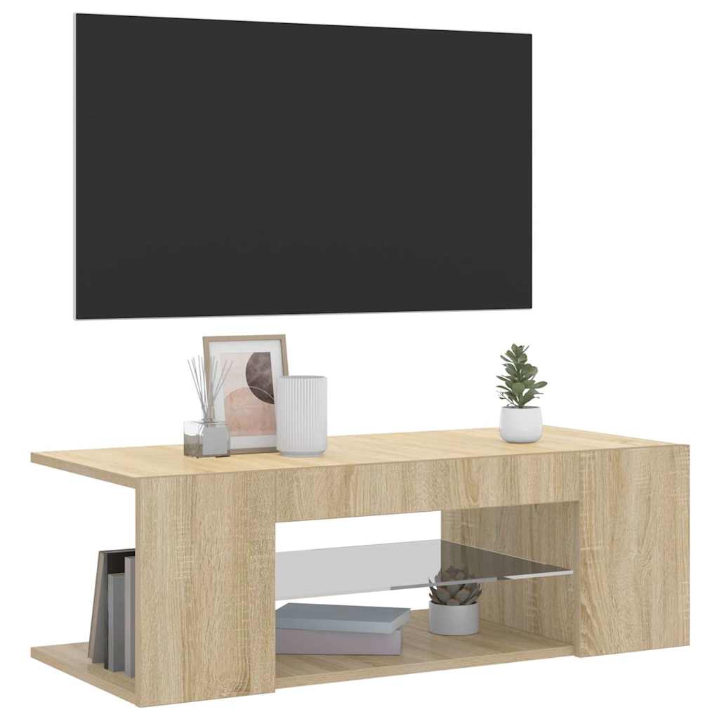 vidaXL Szafka TV z oświetleniem LED, dąb sonoma, 90x39x30 cm