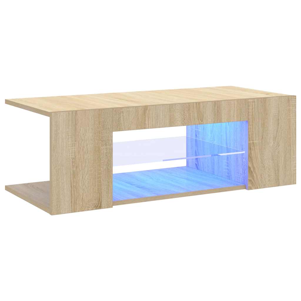 vidaXL Szafka TV z oświetleniem LED, dąb sonoma, 90x39x30 cm