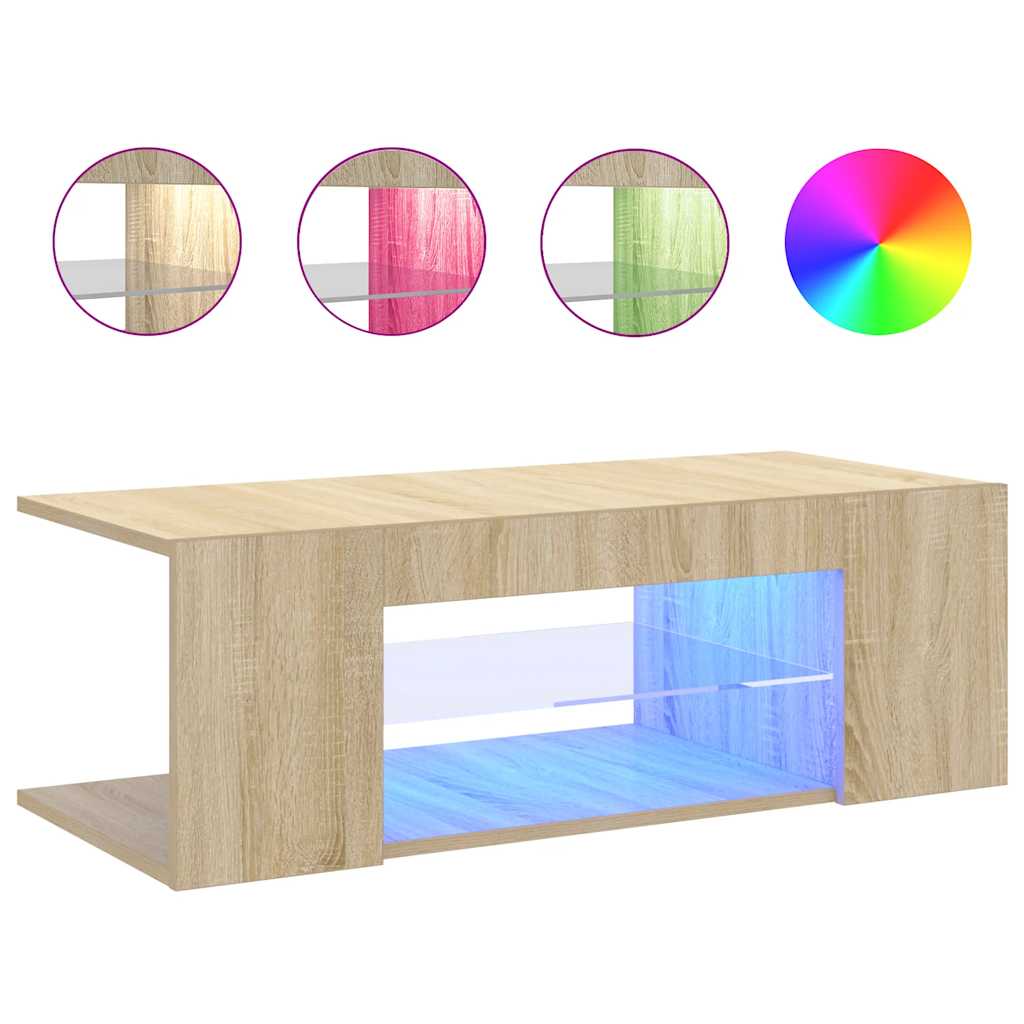 vidaXL Szafka TV z oświetleniem LED, dąb sonoma, 90x39x30 cm