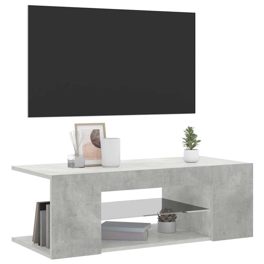 vidaXL Szafka pod TV z oświetleniem LED, szarość betonu, 90x39x30 cm