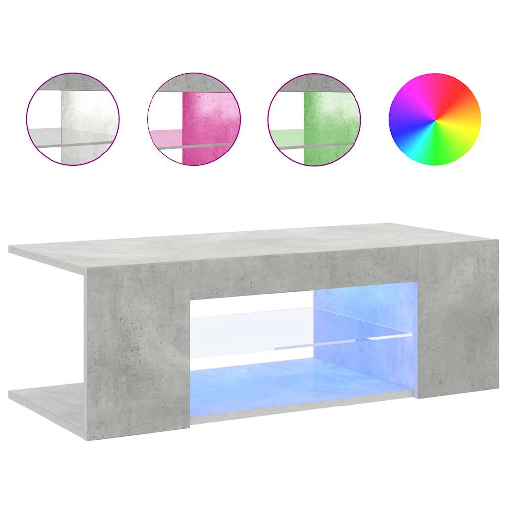 vidaXL Szafka pod TV z oświetleniem LED, szarość betonu, 90x39x30 cm