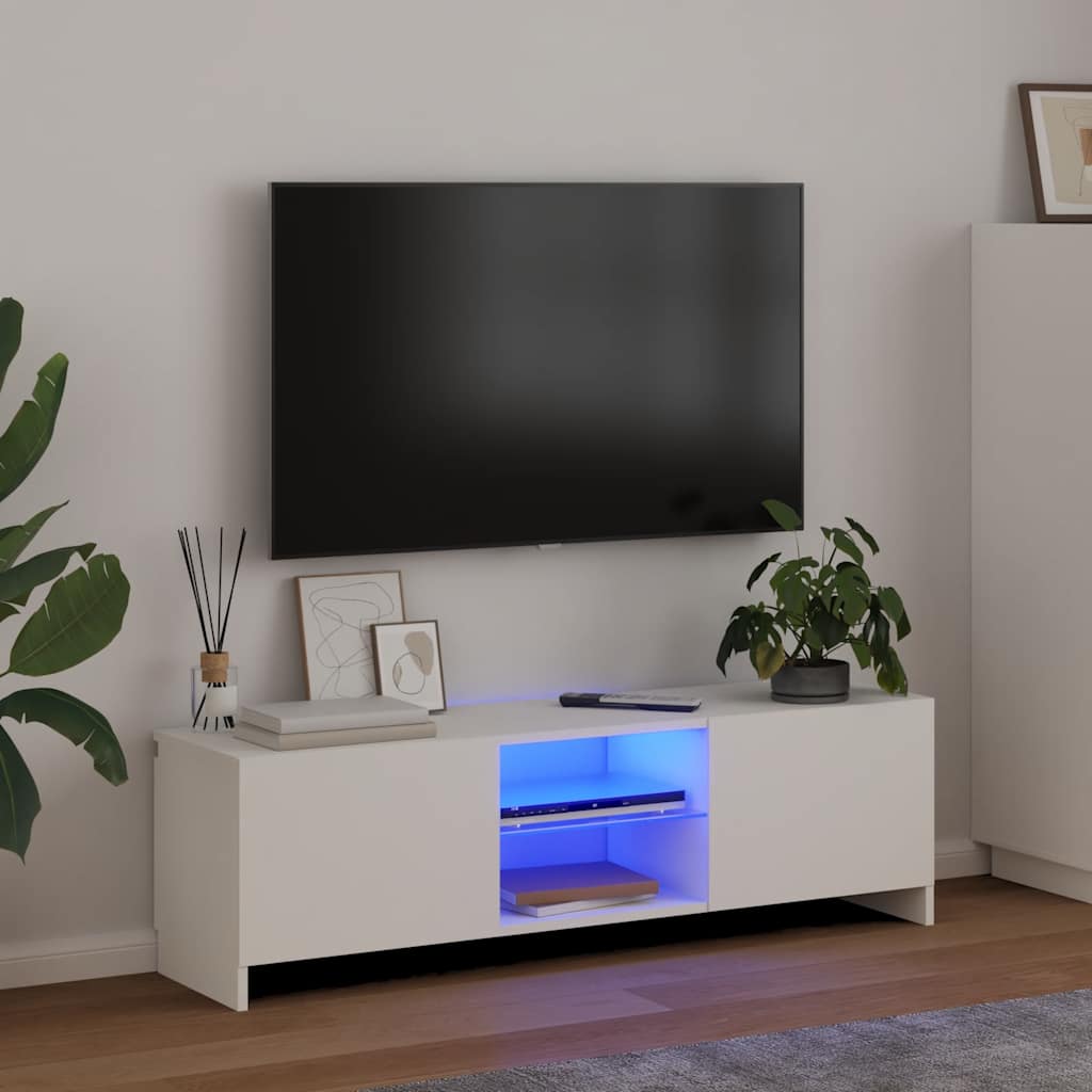 vidaXL Szafka pod TV z oświetleniem LED, biała, 120x30x36 cm