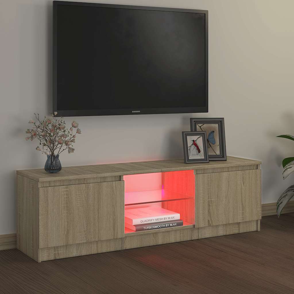 vidaXL Szafka pod TV z oświetleniem LED, dąb sonoma, 120x30x36 cm