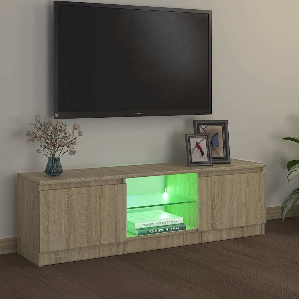 vidaXL Szafka pod TV z oświetleniem LED, dąb sonoma, 120x30x36 cm