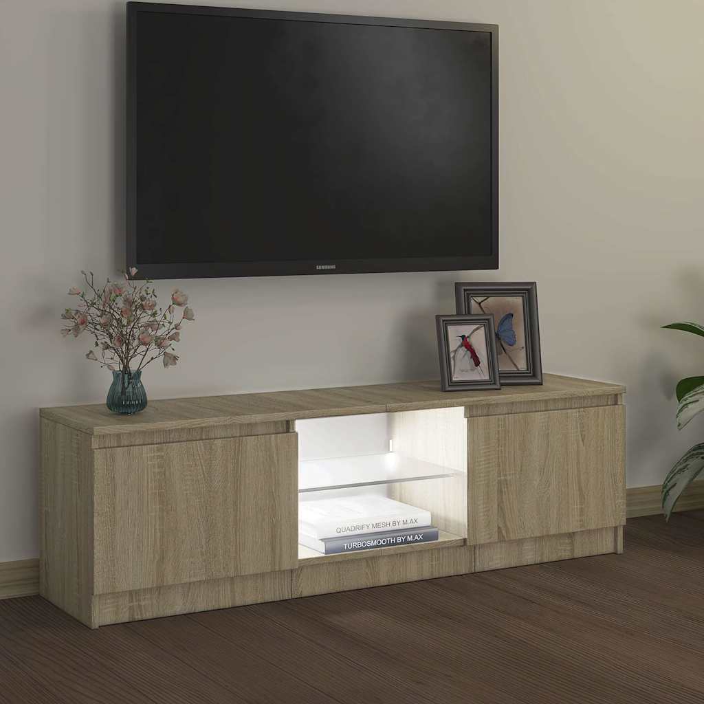 vidaXL Szafka pod TV z oświetleniem LED, dąb sonoma, 120x30x36 cm