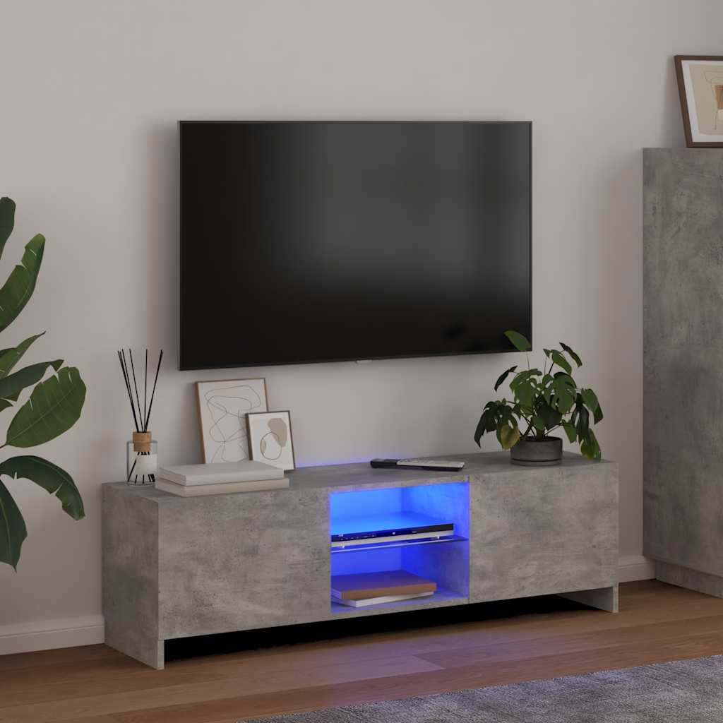 vidaXL Szafka pod TV, z oświetleniem LED, szara, 120 x 30 x 36 cm