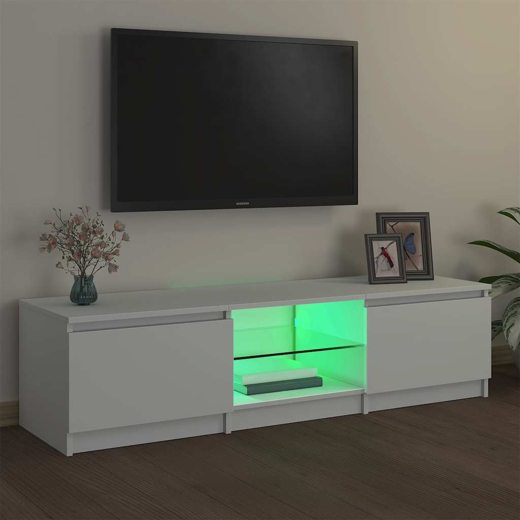 vidaXL Szafka pod TV z oświetleniem LED, biała, 140 x 40 x 36 cm