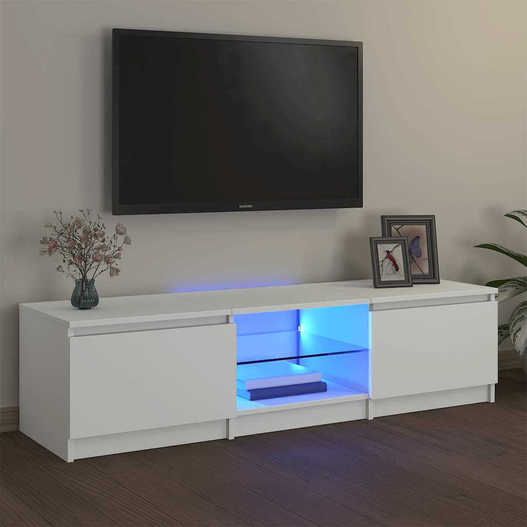 vidaXL Szafka pod TV z oświetleniem LED, biała, 140 x 40 x 36 cm