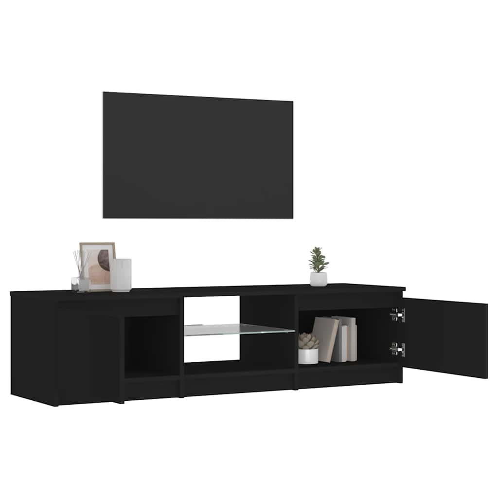 vidaXL Szafka pod TV z oświetleniem LED, czarna, 140x40x36 cm