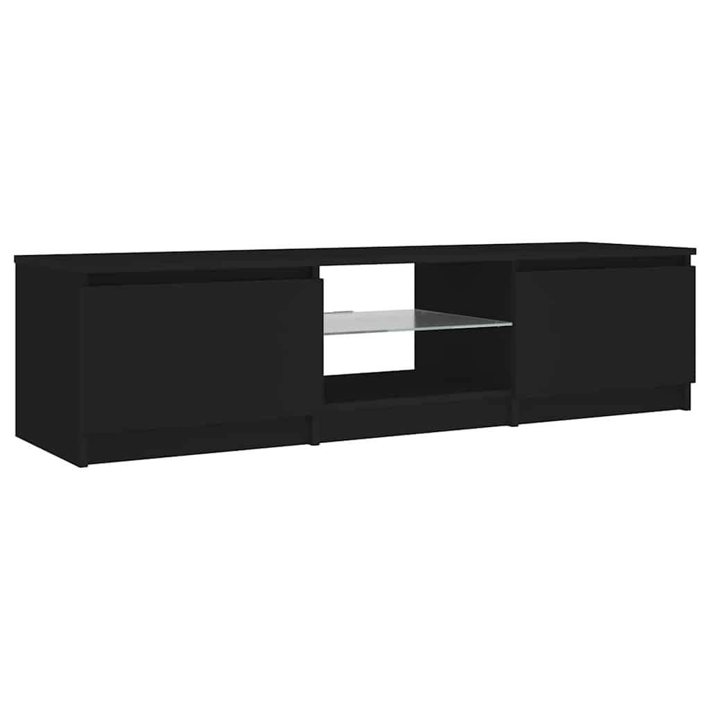vidaXL Szafka pod TV z oświetleniem LED, czarna, 140x40x36 cm