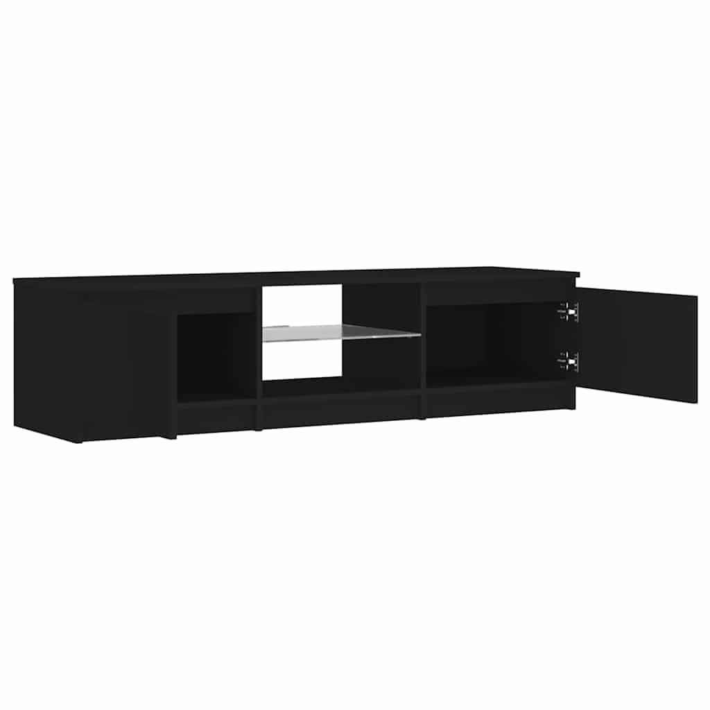 vidaXL Szafka pod TV z oświetleniem LED, czarna, 140x40x36 cm