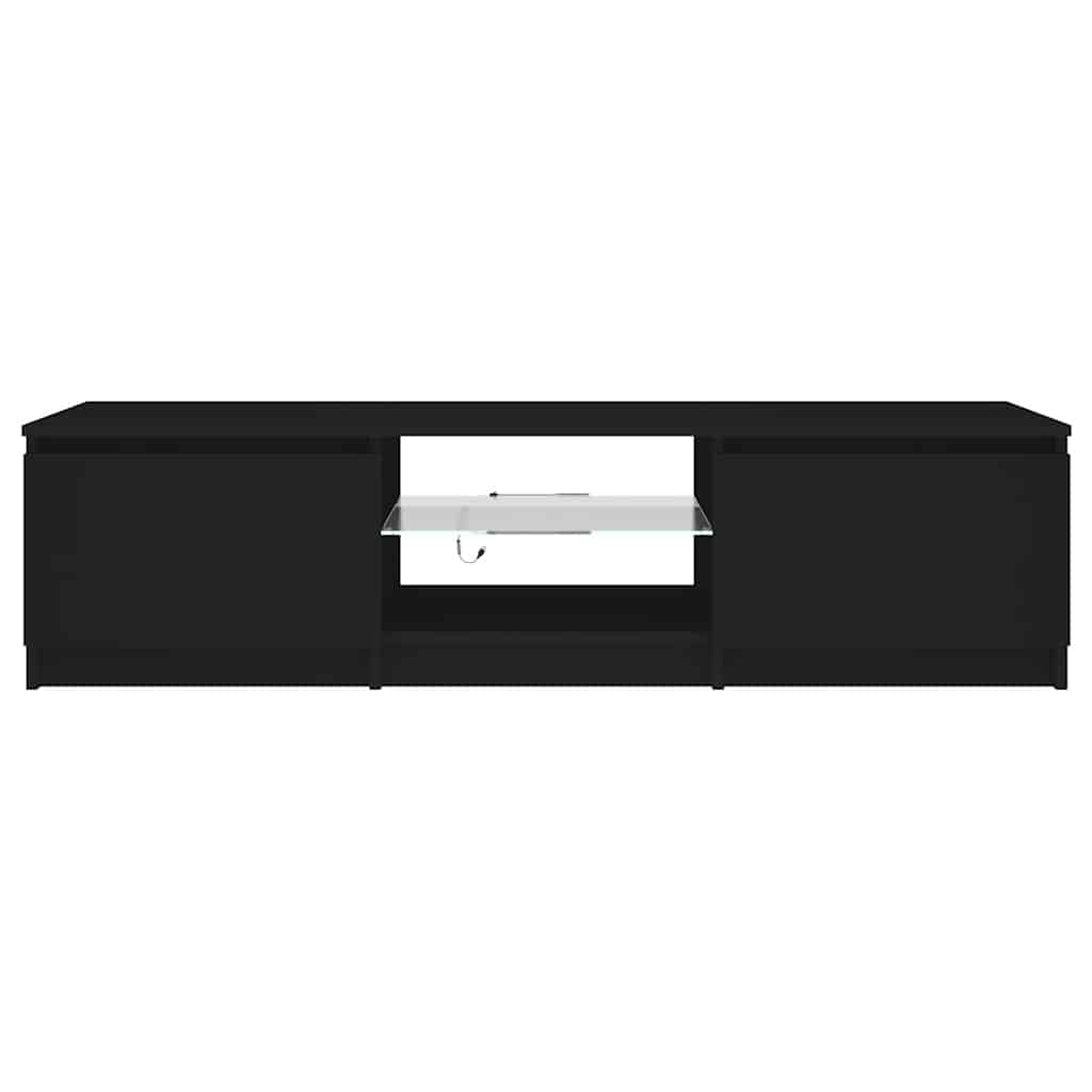 vidaXL Szafka pod TV z oświetleniem LED, czarna, 140x40x36 cm
