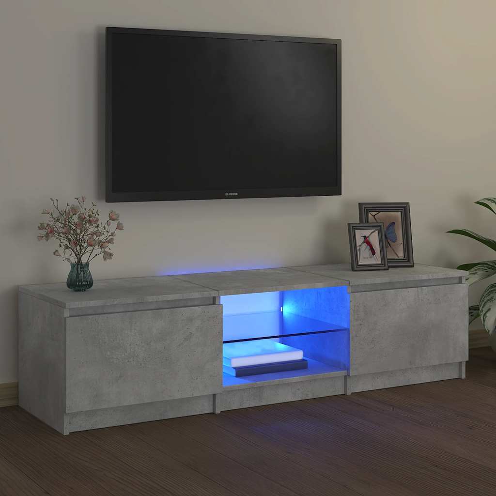 vidaXL Szafka pod TV z LED, szarość betonu, 140x40x36 cm