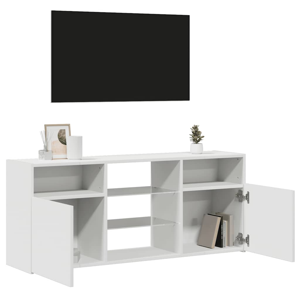 vidaXL Szafka TV z oświetleniem LED, biała, 120x30x50 cm