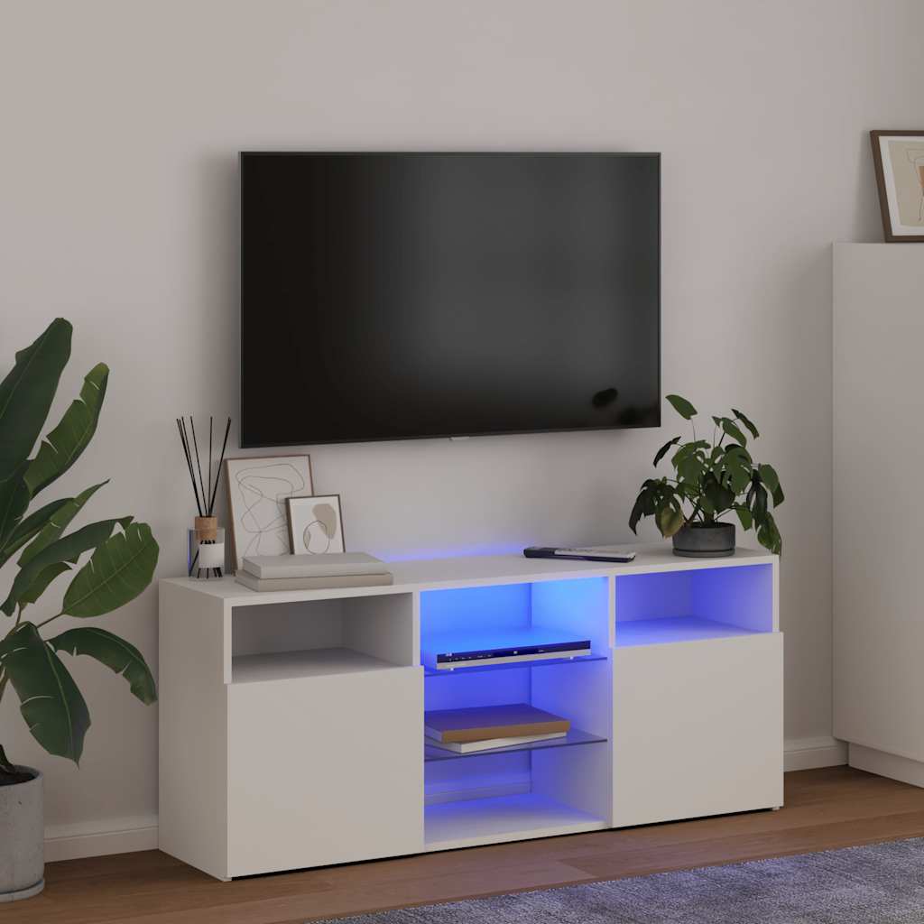 vidaXL Szafka TV z oświetleniem LED, biała, 120x30x50 cm