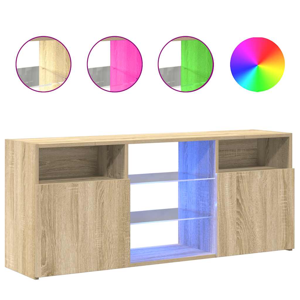 vidaXL Szafka TV z oświetleniem LED, dąb sonoma, 120x30x50 cm