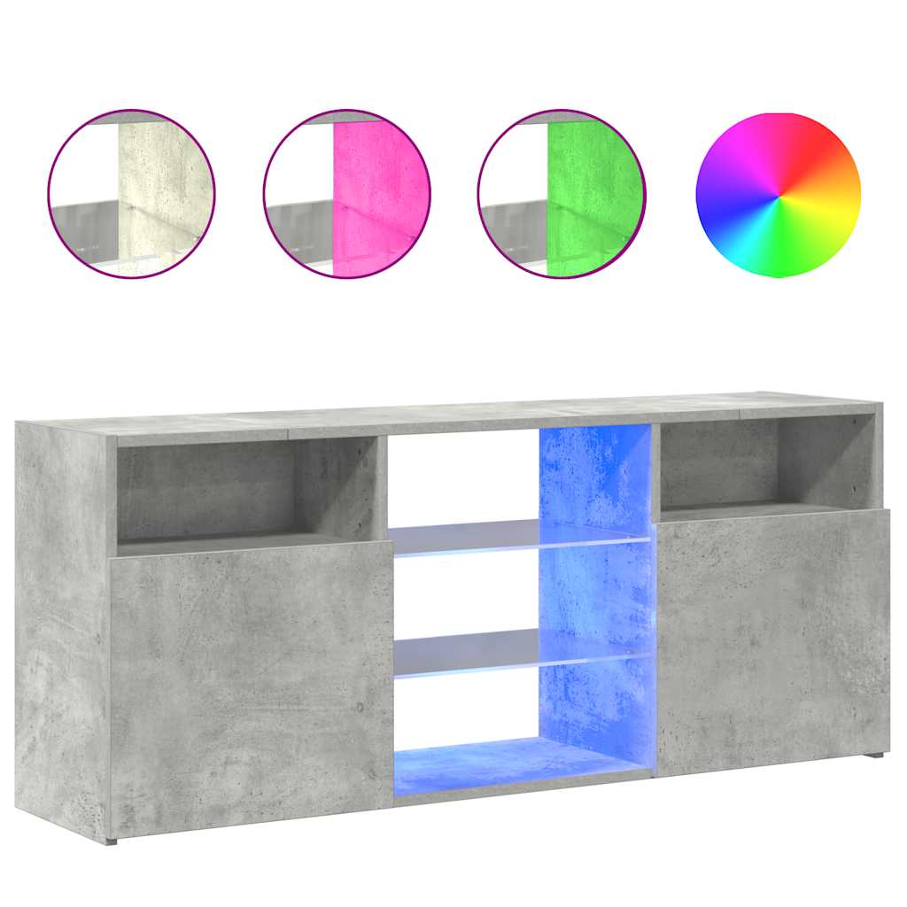 vidaXL Szafka TV z oświetleniem LED, szarość betonu, 120x30x50 cm