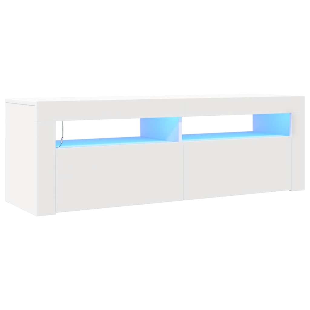 vidaXL Szafka pod TV z oświetleniem LED, biała, 120x35x40 cm