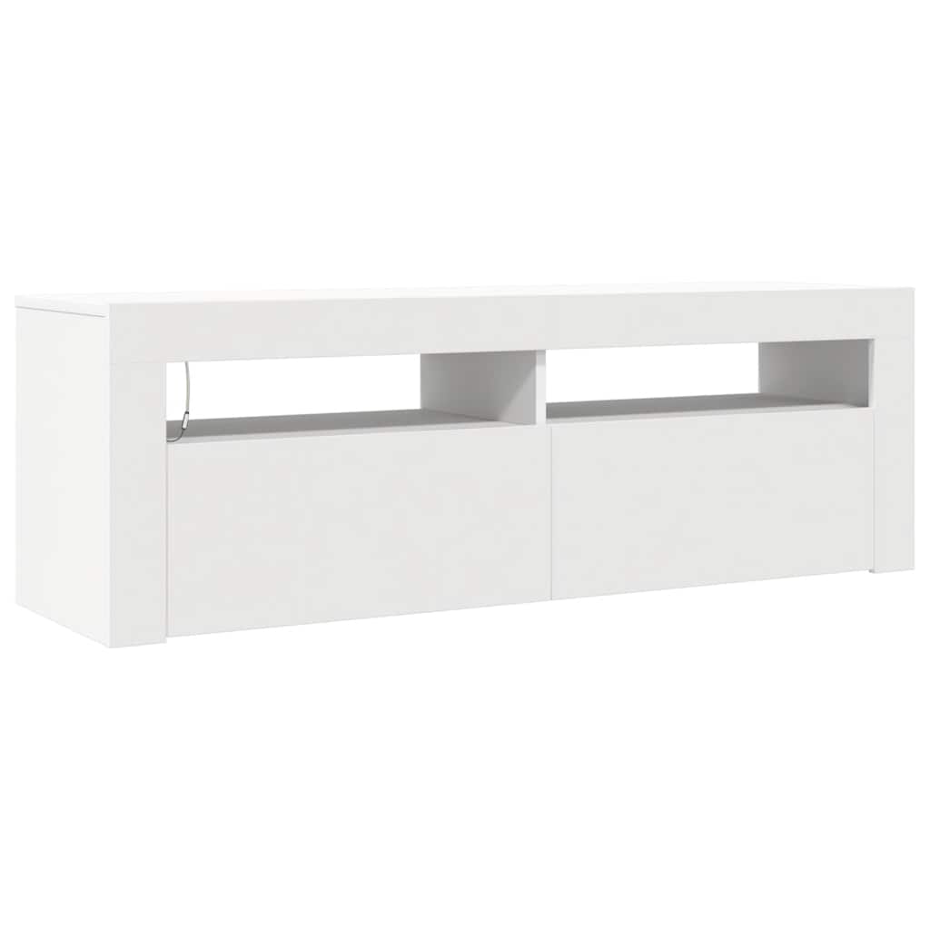 vidaXL Szafka pod TV z oświetleniem LED, biała, 120x35x40 cm
