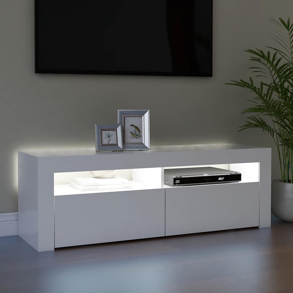vidaXL Szafka pod TV z oświetleniem LED, biała, 120x35x40 cm
