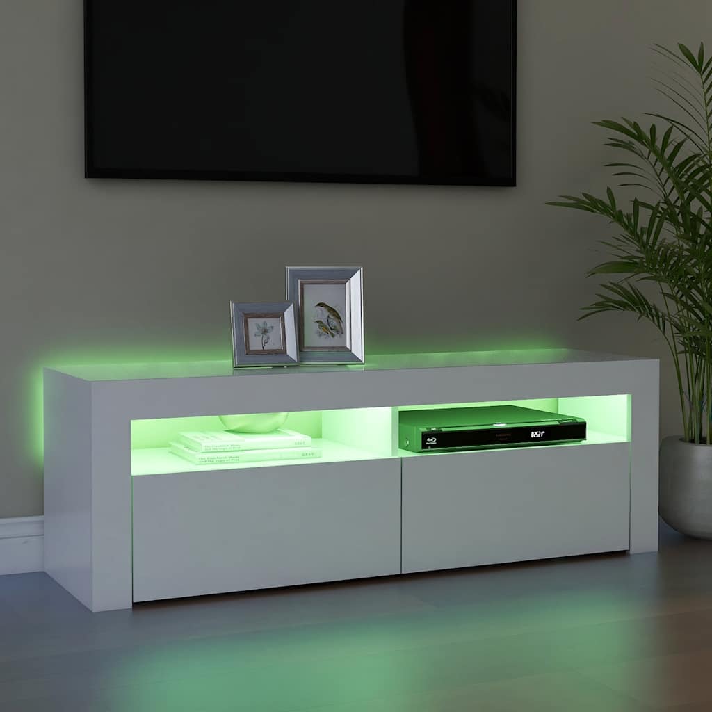 vidaXL Szafka pod TV z oświetleniem LED, biała, 120x35x40 cm