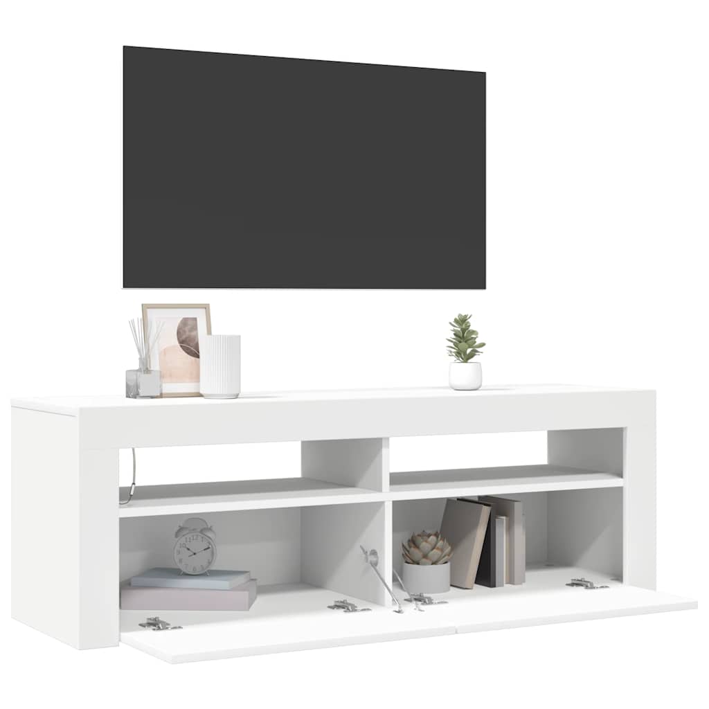 vidaXL Szafka pod TV z oświetleniem LED, biała, 120x35x40 cm