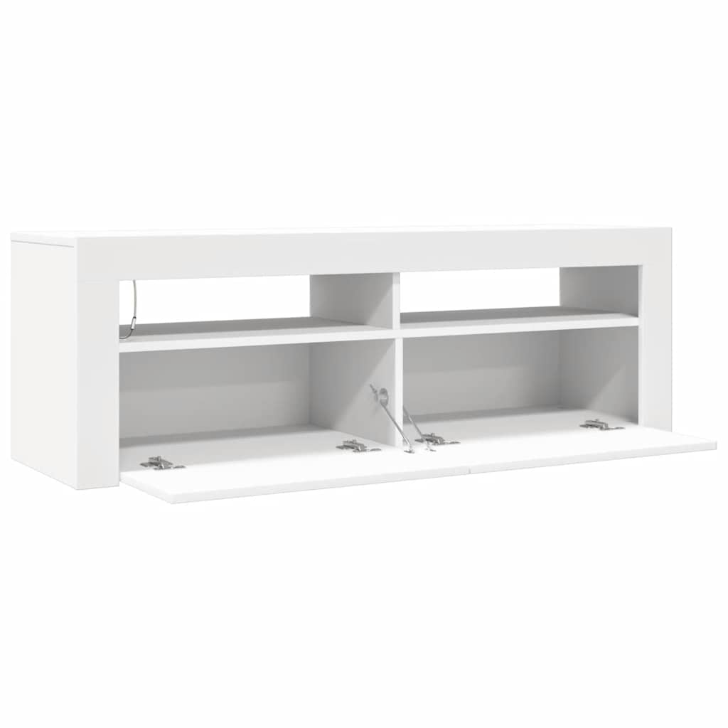 vidaXL Szafka pod TV z oświetleniem LED, biała, 120x35x40 cm