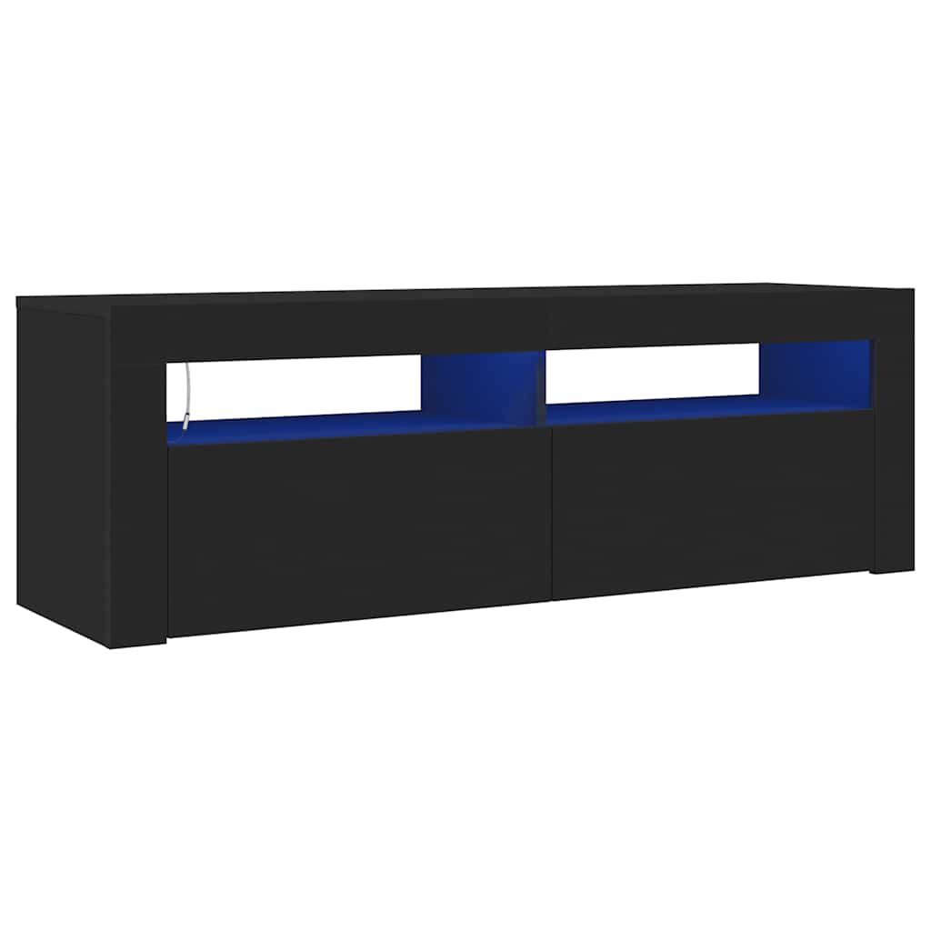 vidaXL Szafka pod TV z oświetleniem LED, czarna, 120x35x40 cm