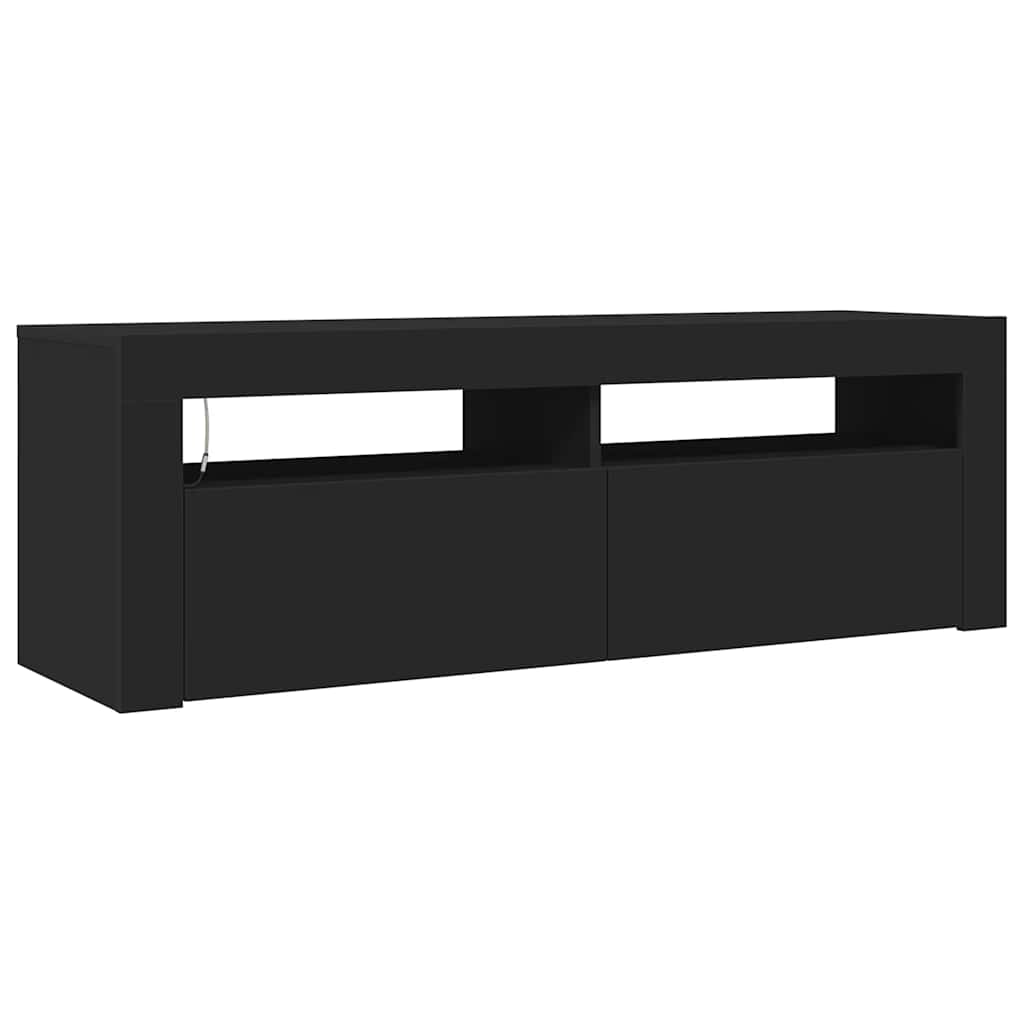 vidaXL Szafka pod TV z oświetleniem LED, czarna, 120x35x40 cm