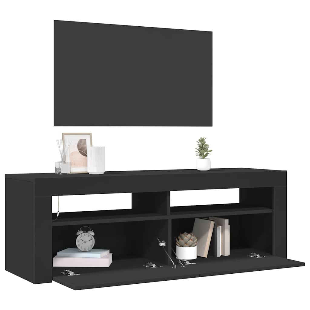 vidaXL Szafka pod TV z oświetleniem LED, czarna, 120x35x40 cm