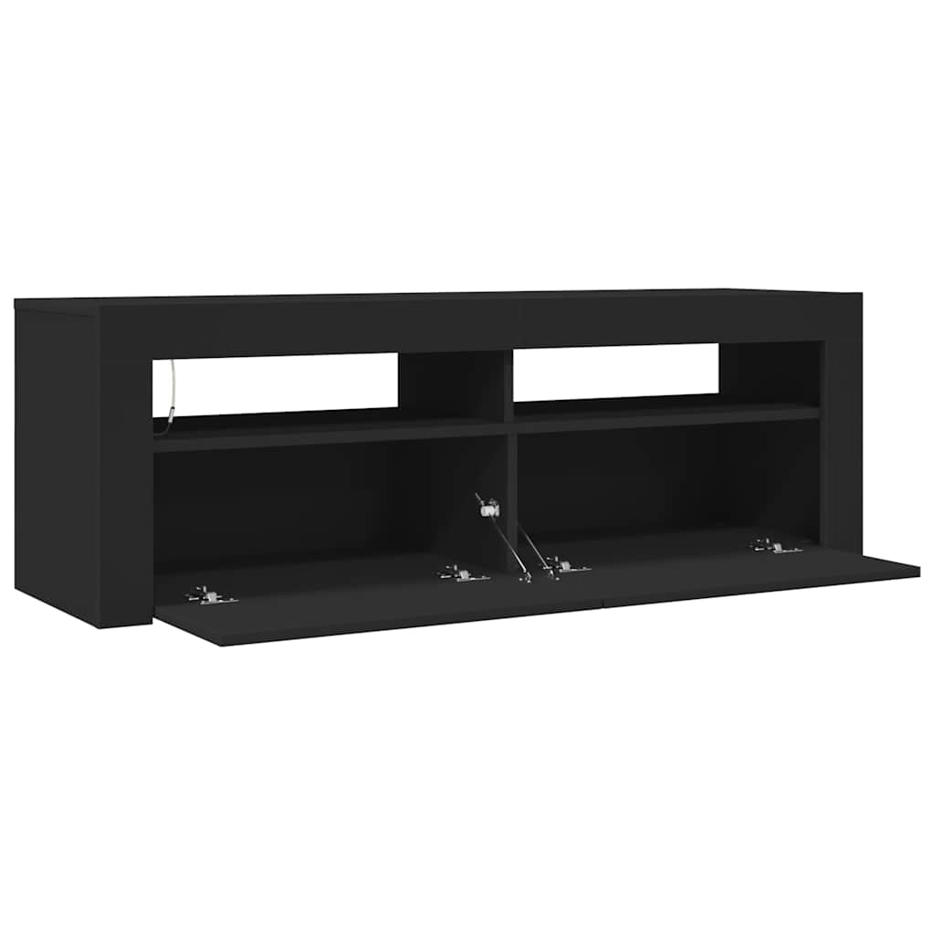vidaXL Szafka pod TV z oświetleniem LED, czarna, 120x35x40 cm