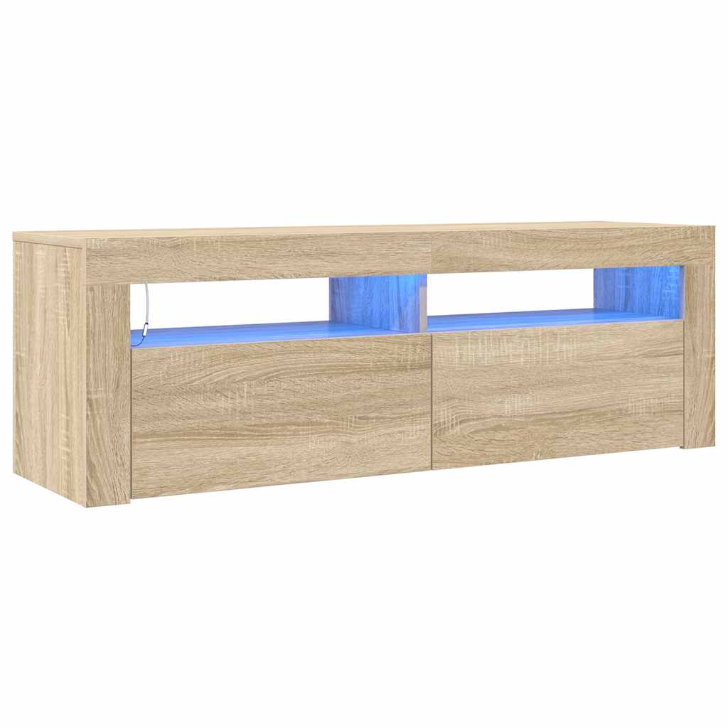 vidaXL Szafka pod TV z oświetleniem LED, dąb sonoma, 120x35x40 cm