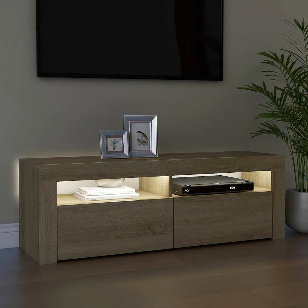 vidaXL Szafka pod TV z oświetleniem LED, dąb sonoma, 120x35x40 cm