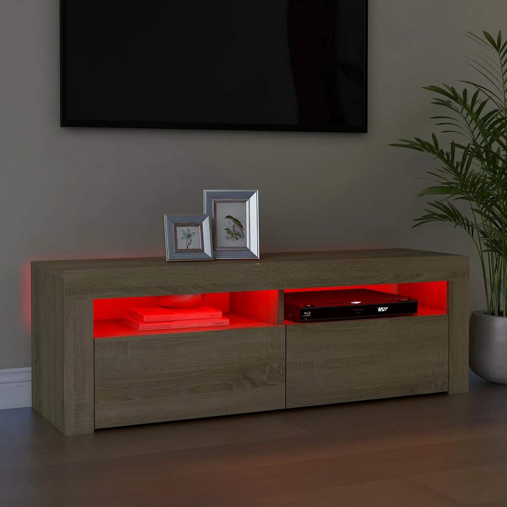 vidaXL Szafka pod TV z oświetleniem LED, dąb sonoma, 120x35x40 cm
