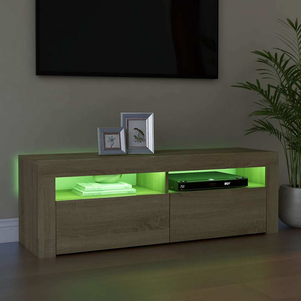 vidaXL Szafka pod TV z oświetleniem LED, dąb sonoma, 120x35x40 cm