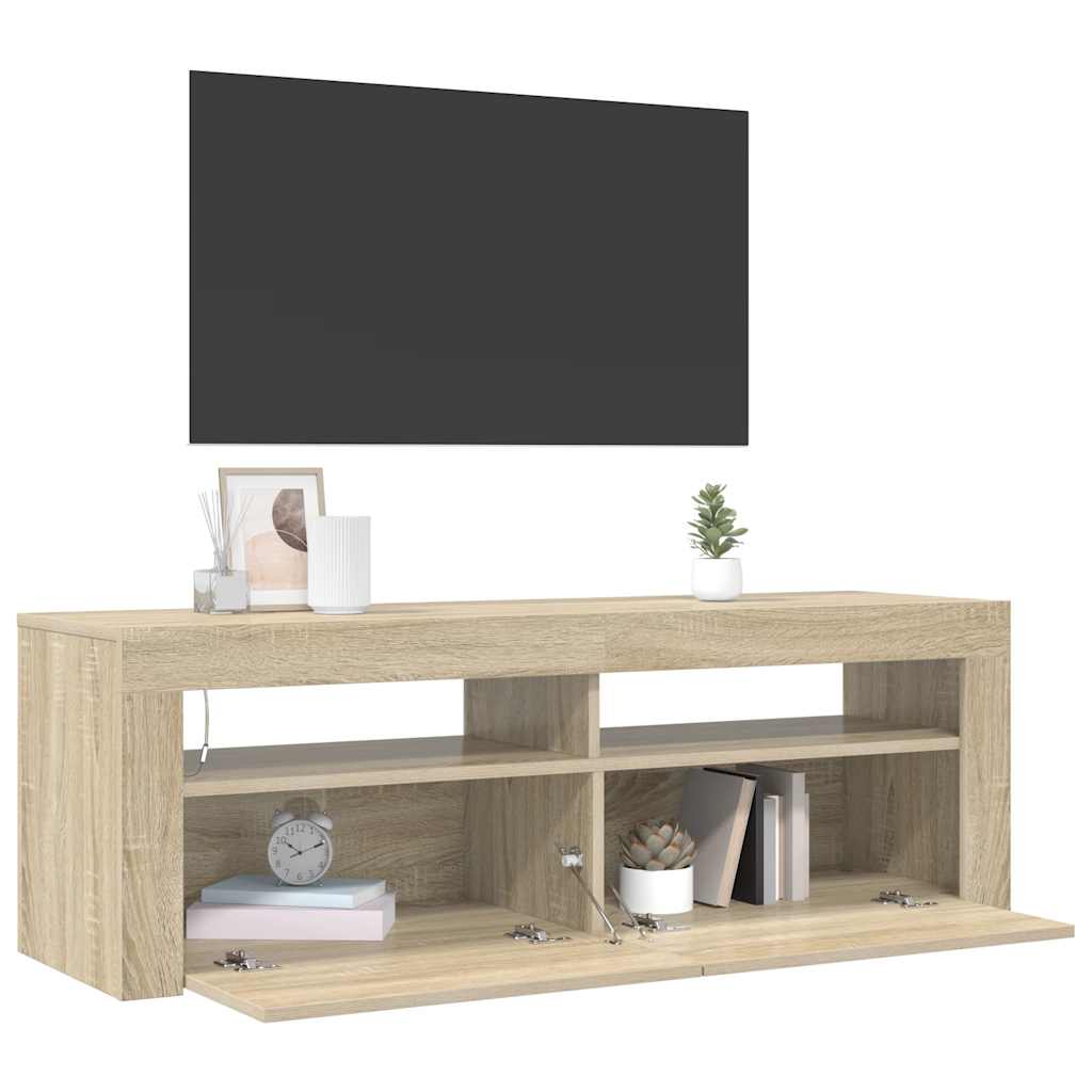 vidaXL Szafka pod TV z oświetleniem LED, dąb sonoma, 120x35x40 cm
