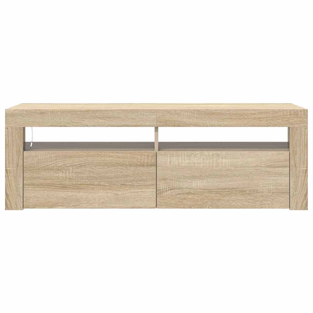vidaXL Szafka pod TV z oświetleniem LED, dąb sonoma, 120x35x40 cm