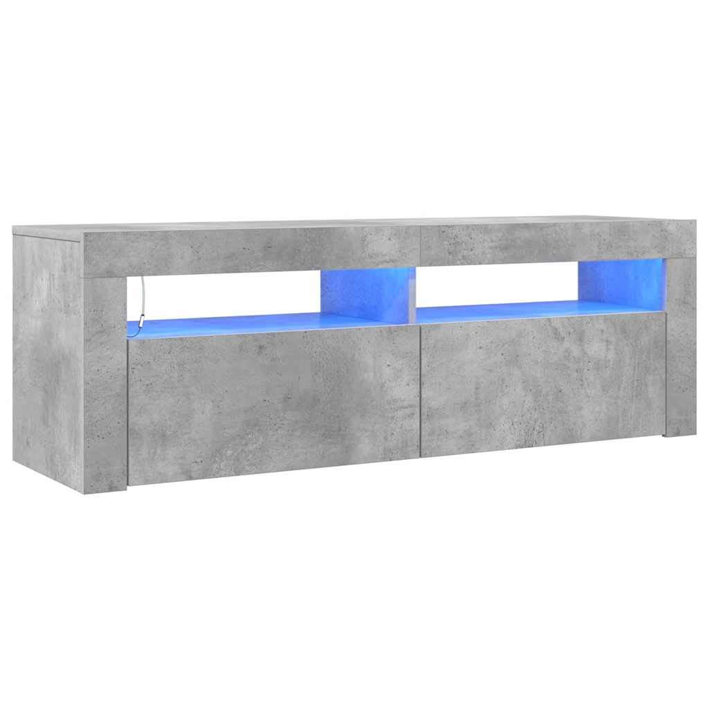 vidaXL Szafka pod TV z oświetleniem LED, szarość betonu, 120x35x40 cm