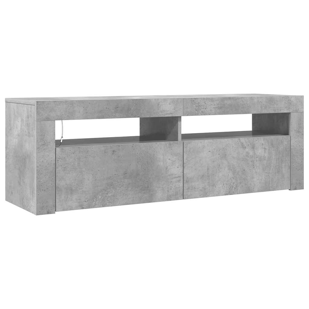 vidaXL Szafka pod TV z oświetleniem LED, szarość betonu, 120x35x40 cm
