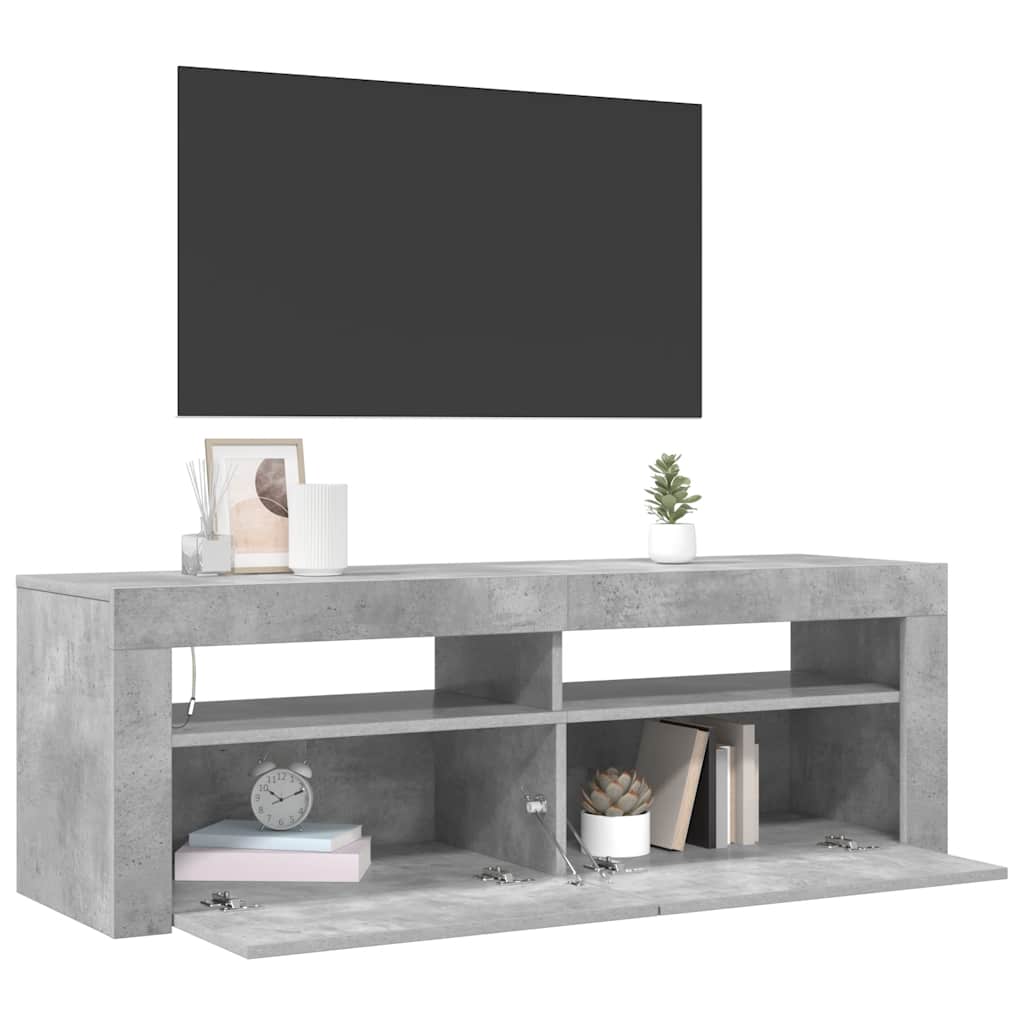 vidaXL Szafka pod TV z oświetleniem LED, szarość betonu, 120x35x40 cm