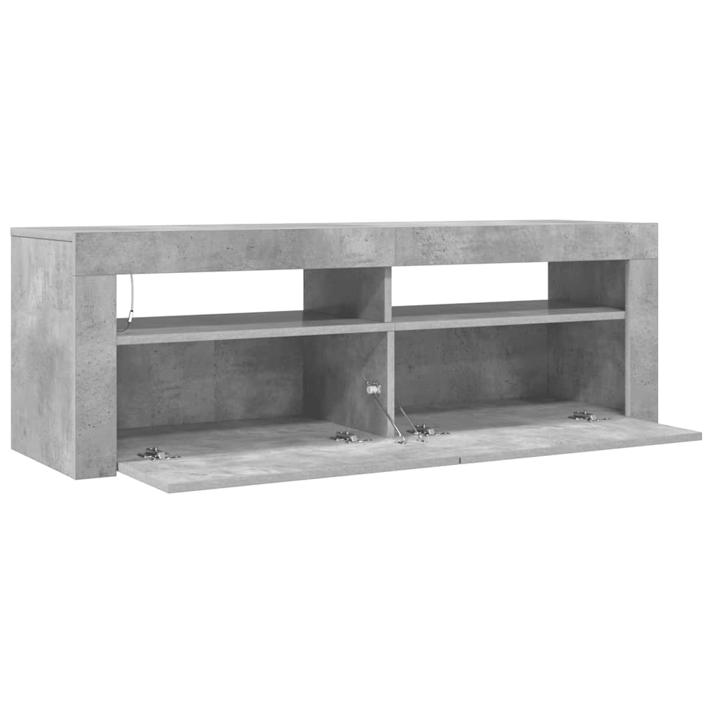 vidaXL Szafka pod TV z oświetleniem LED, szarość betonu, 120x35x40 cm