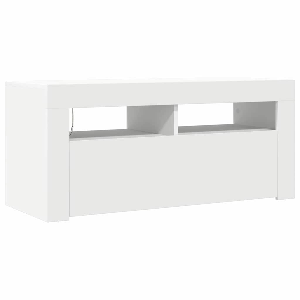 vidaXL Szafka pod TV z oświetleniem LED, biała, 90x35x40 cm