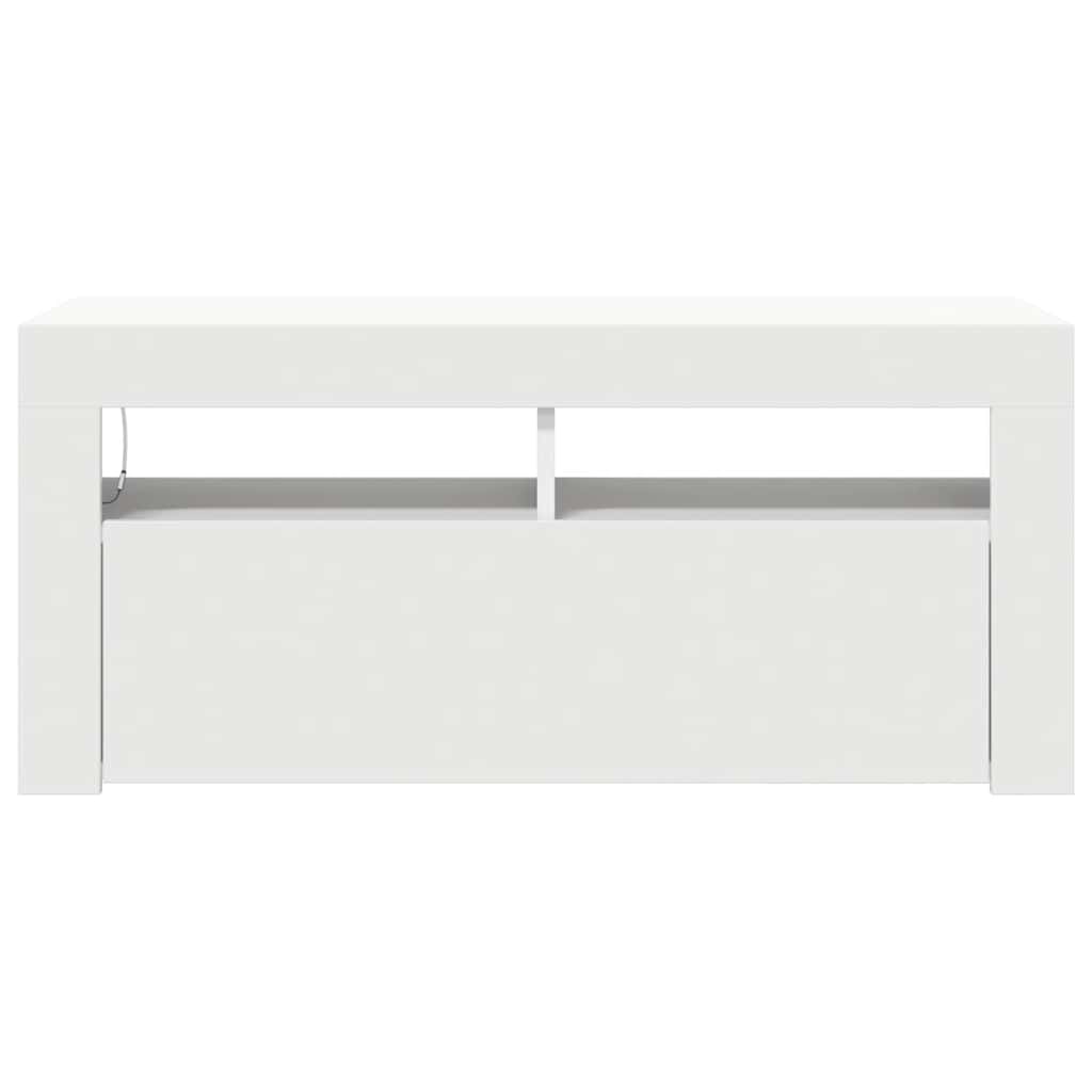 vidaXL Szafka pod TV z oświetleniem LED, biała, 90x35x40 cm