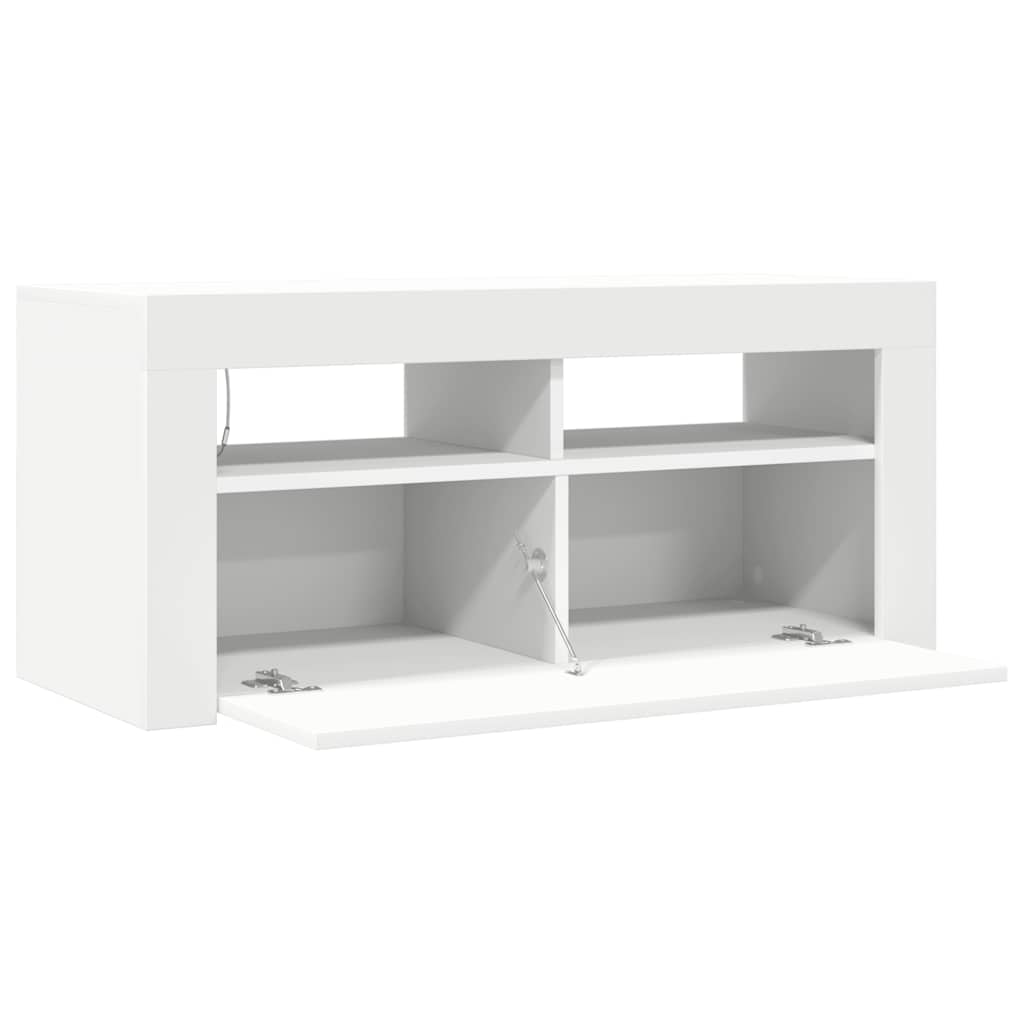 vidaXL Szafka pod TV z oświetleniem LED, biała, 90x35x40 cm