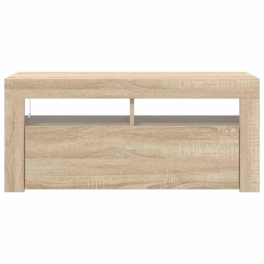 vidaXL Szafka TV z oświetleniem LED, dąb sonoma, 90x35x40 cm